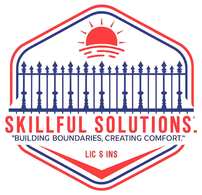 Skillful Solutions logo featuring an ornate fence and sun inside a shield-shaped badge.